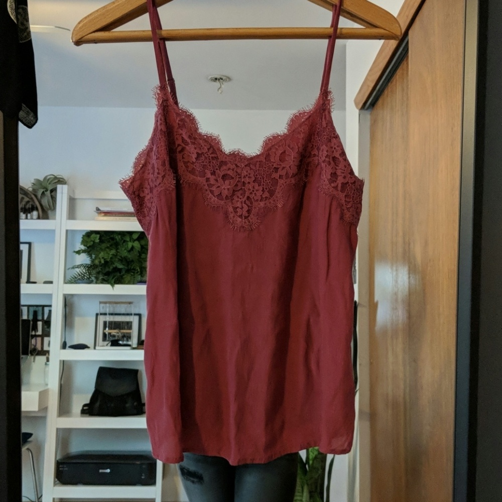 Abercrombie Dusty Rose Lace Trim Cami Tank
